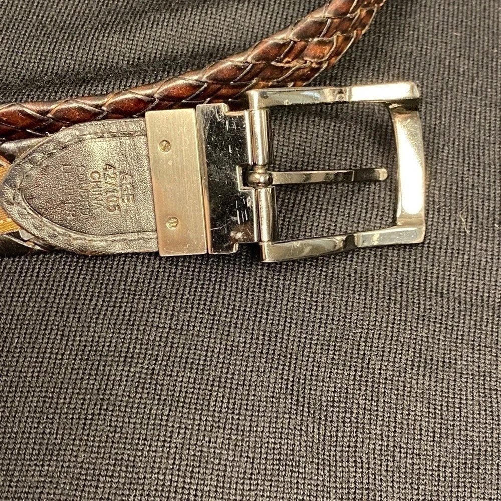 TASSO ELBA men's Sz: 42 Fashion dress belt brown braided woven bonded Leather